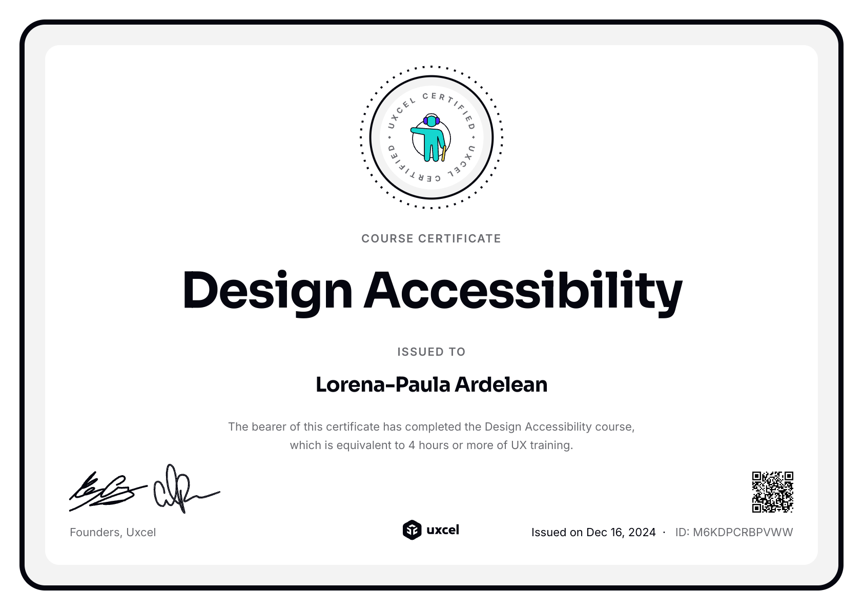 Lorena-Paula Ardelean's certificate